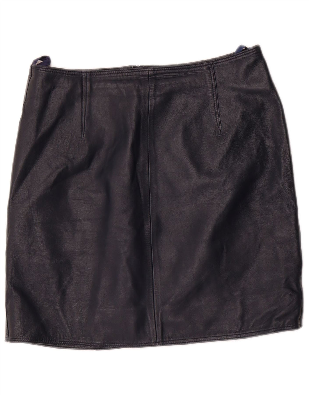 Винтажная женская мини-кожаная юбка EU 36, маленькая W28, темно-синяя кожа