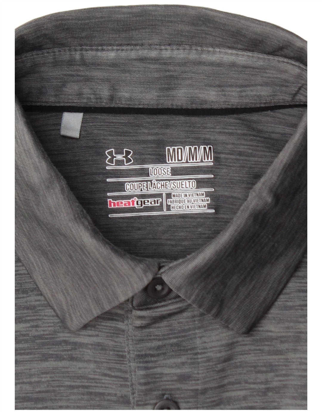 Мужская рубашка поло UNDER ARMOR Heat Gear среднего серого цвета в полоску