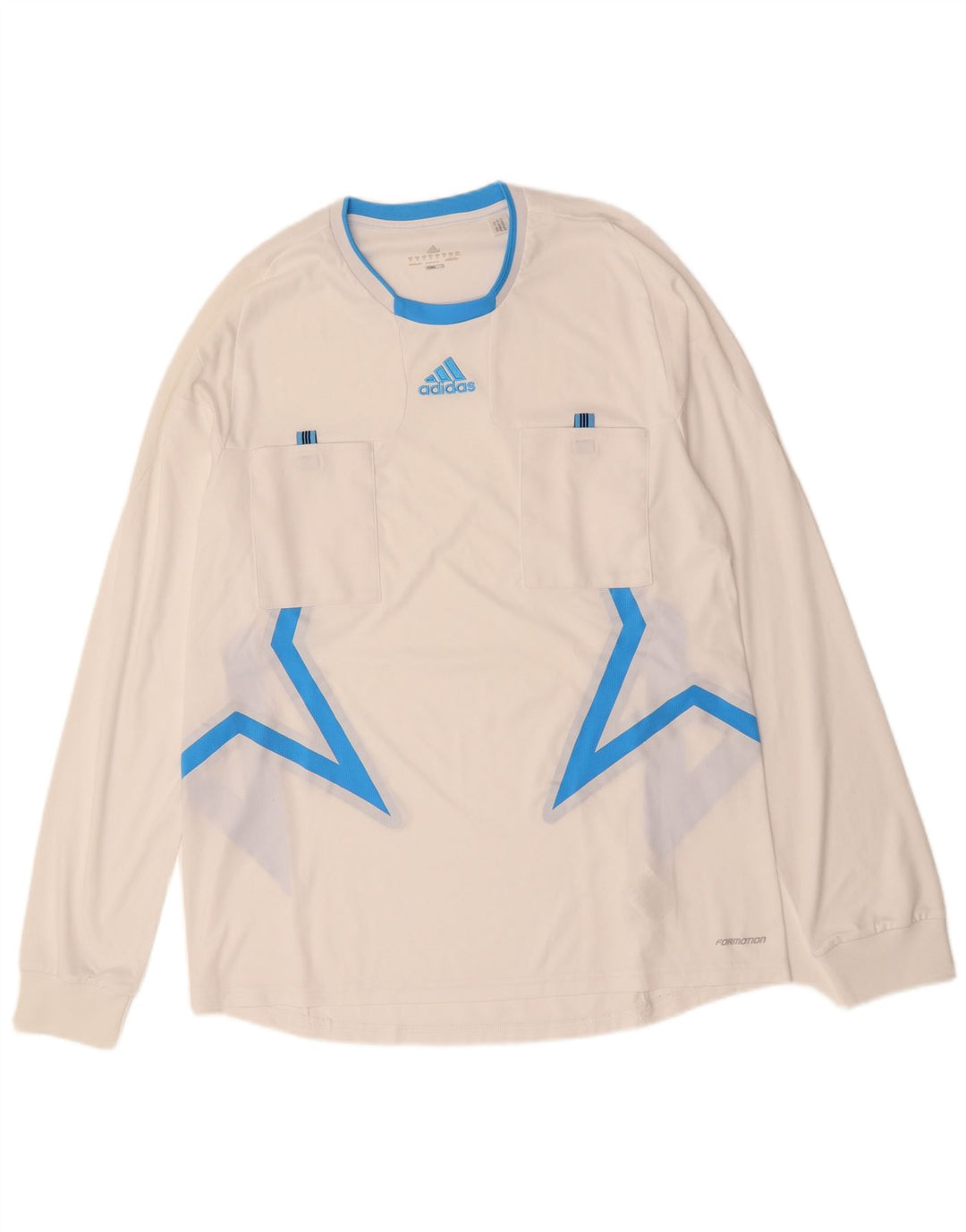 Мужской топ ADIDAS Climacool с длинным рукавом XL, белый полиэстер с цветными блоками