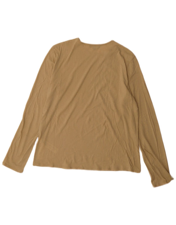 Женский топ Massimo Dutti с длинным рукавом UK 14, средний бежевый, хлопок