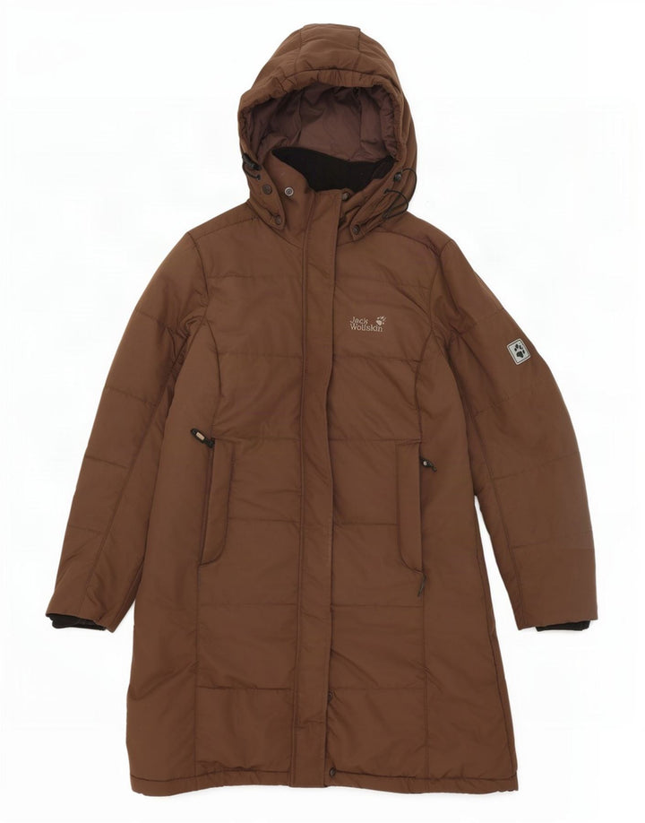 Женское стеганое пальто с капюшоном Jack Wolfskin UK 12/14, средний коричневый полиэстер