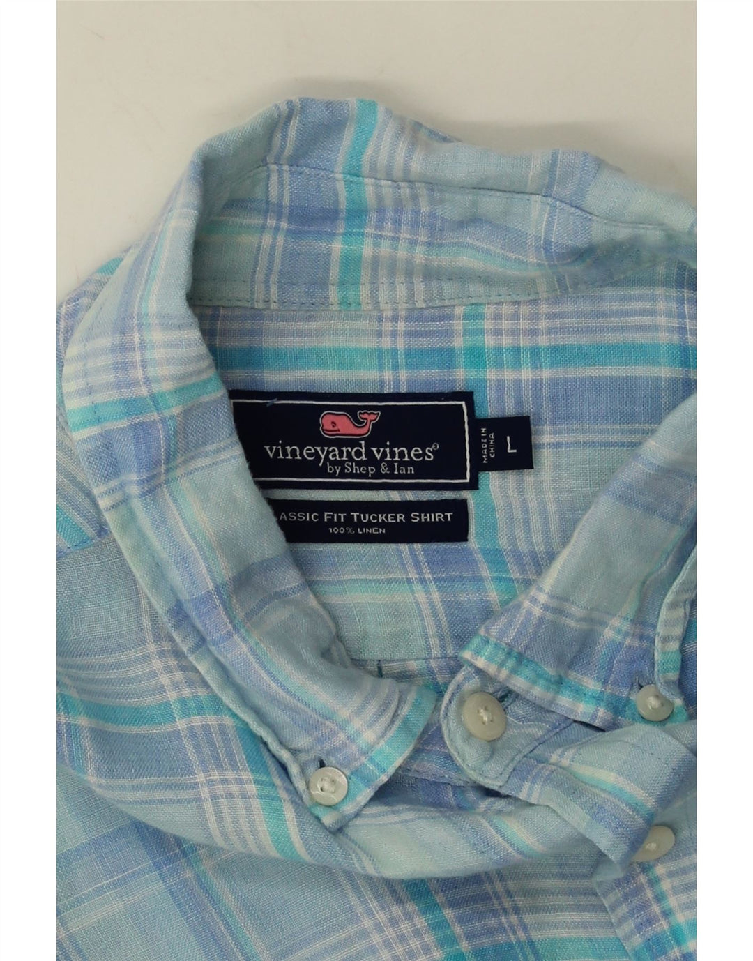 Мужская рубашка классического кроя Vineyard Vines, большая синяя льняная клетка