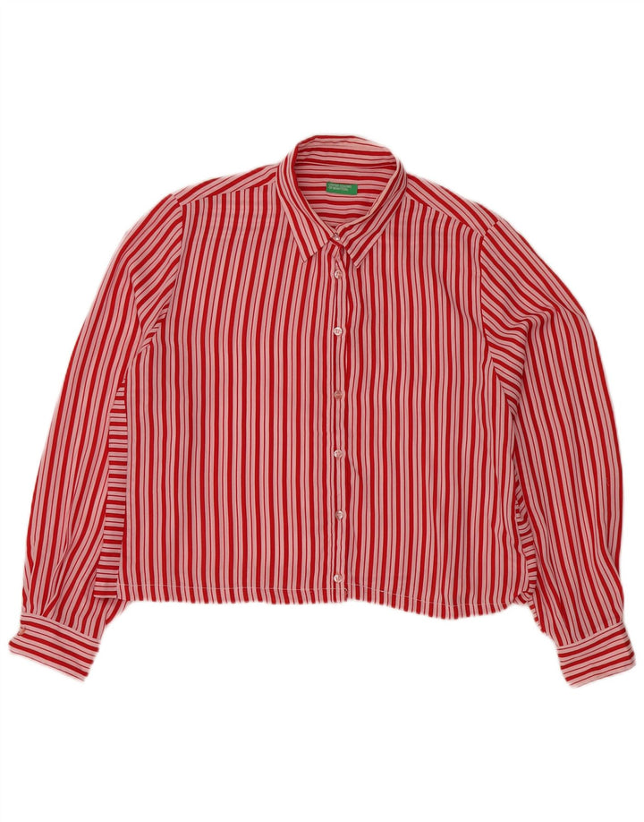 Женская укороченная блузка-рубашка Benetton UK 18 XL в красную полоску