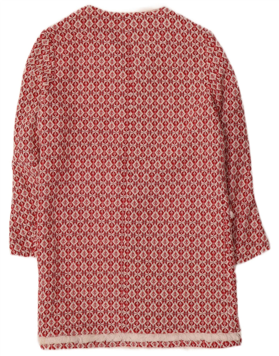Женское вязаное открытое пальто Zara UK 10, маленькое красное полиэстер с геометрическим рисунком