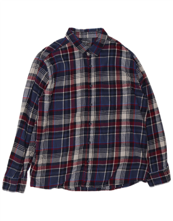 Мужская фланелевая рубашка EDDIE BAUER 2XL, темно-синяя клетка, хлопок