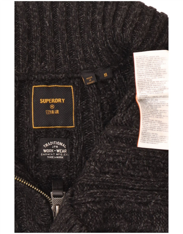 Мужской свитер Superdry с воротником на молнии, средний серый акрил