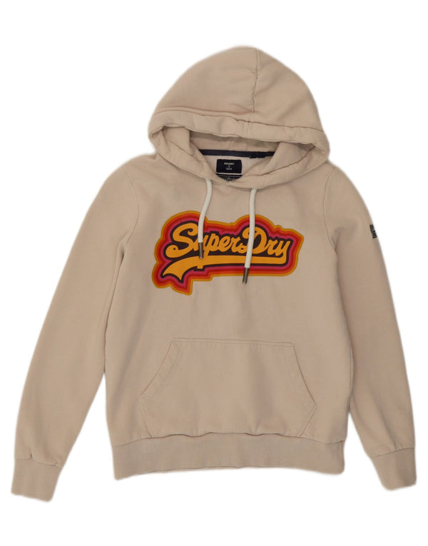 Женский джемпер с капюшоном Superdry UK 10, маленький, бежевый, хлопок