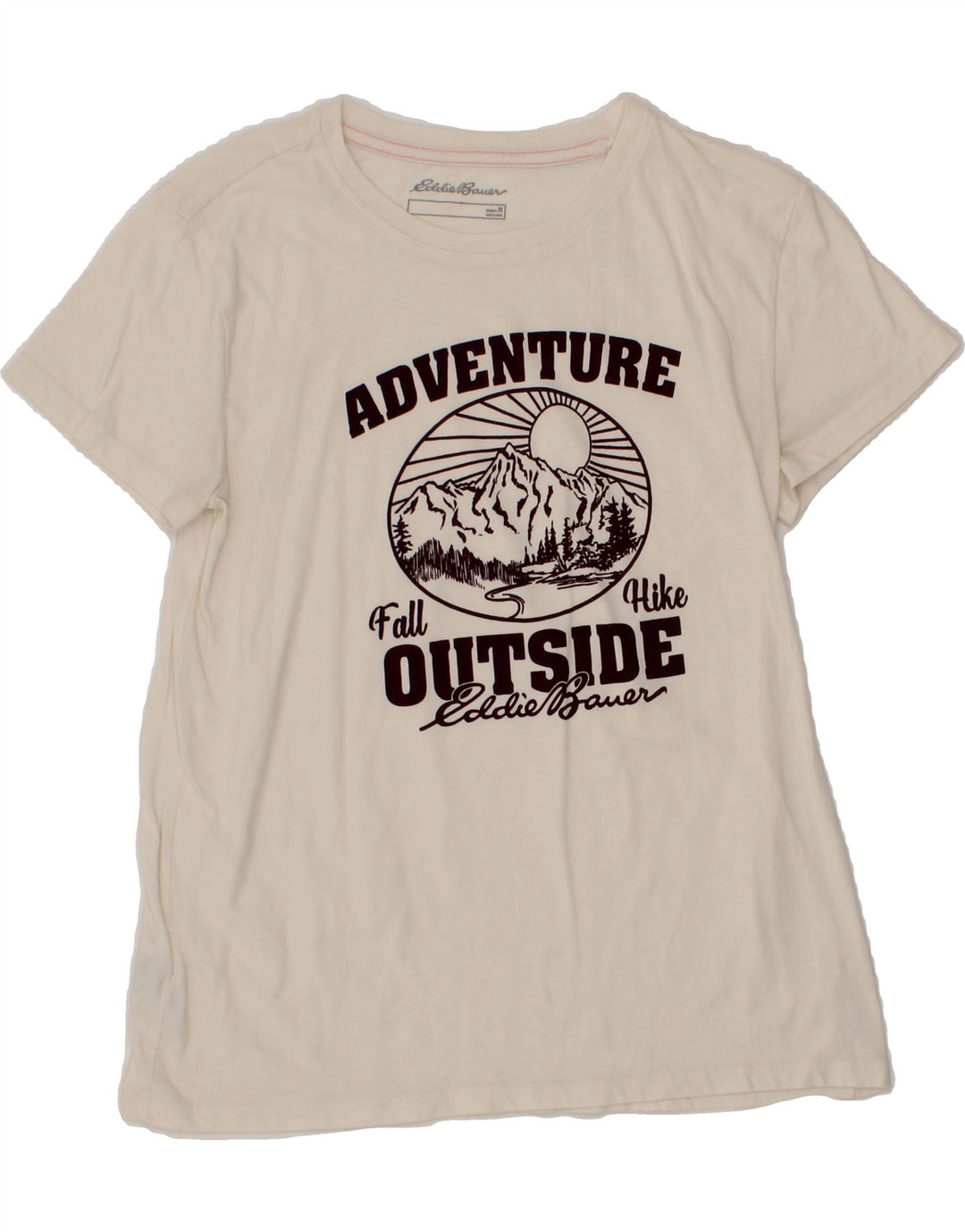 EDDIE BAUER Womens Graphic T-Shirt Top UK 12 Medium White Cotton Vintage Eddie Bauer and Second-Hand Eddie Bauer from Messina Hembry 