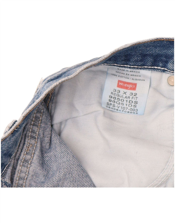 Мужские прямые джинсы WRANGLER стандартного кроя W33 L32, синий хлопок