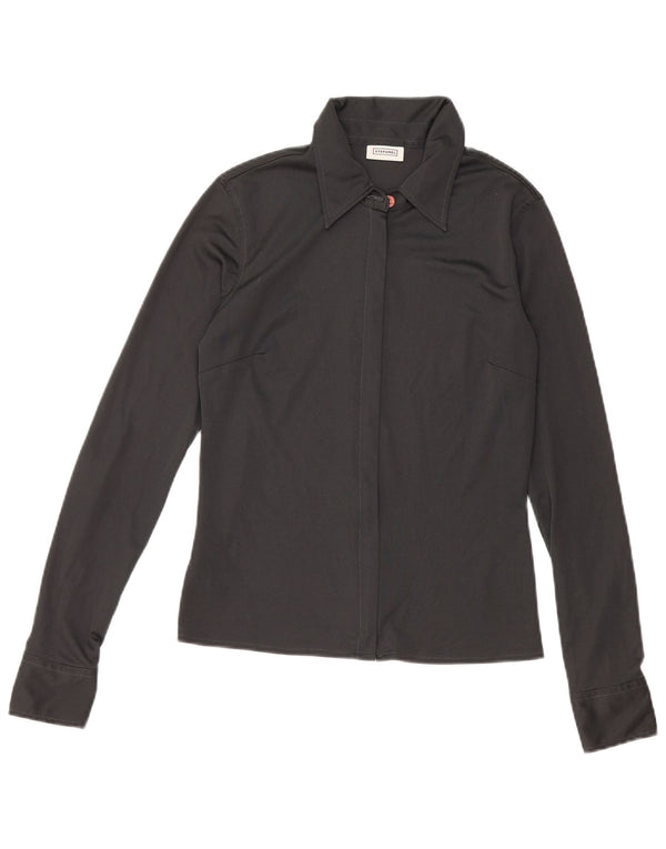 STEFANEL Женская Блузка-Рубашка UK 10 Маленькая Черная Полиэстер