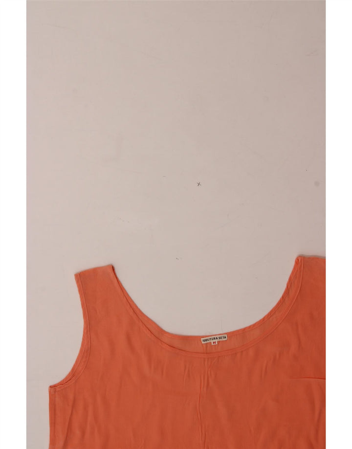 VINTAGE Womens Sleeveless Blouse Top UK 14 Medium Orange Silk Vintage Vintage and Second-Hand Vintage from Messina Hembry 