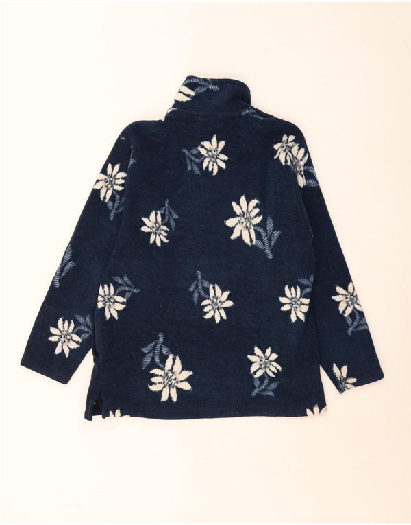 Conte of Florence Womens Fleece Jumper UK 14 Medium Navy Blue Floral