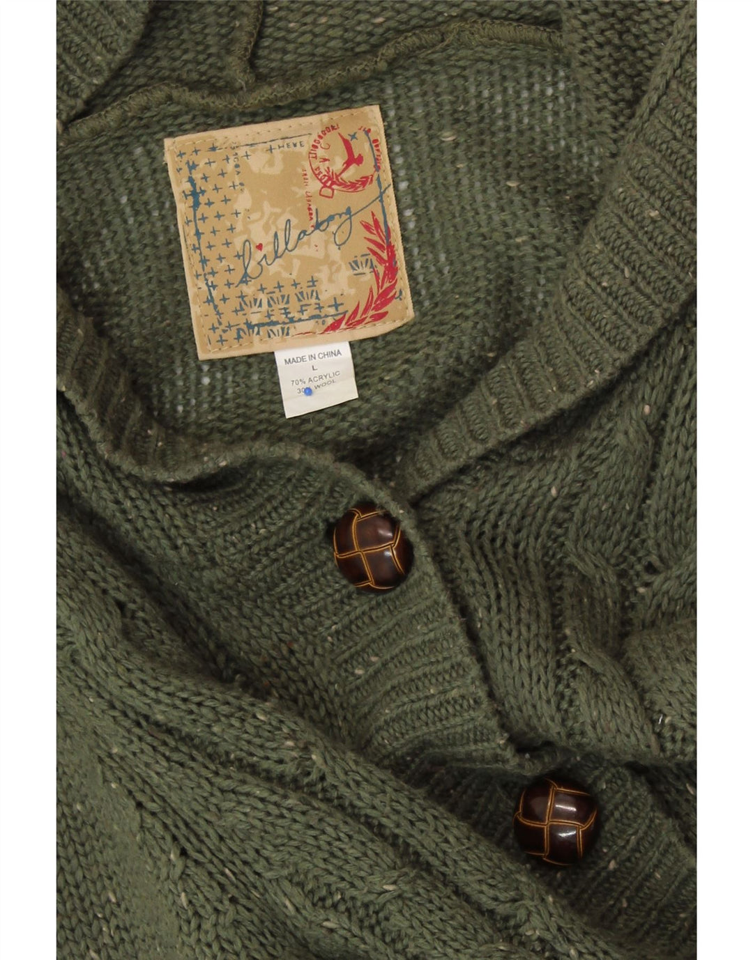 BILLABONG Женский удлиненный кардиган-свитер UK 14, большой зеленый в крапинку