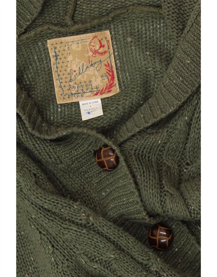 BILLABONG Женский удлиненный кардиган-свитер UK 14, большой зеленый в крапинку