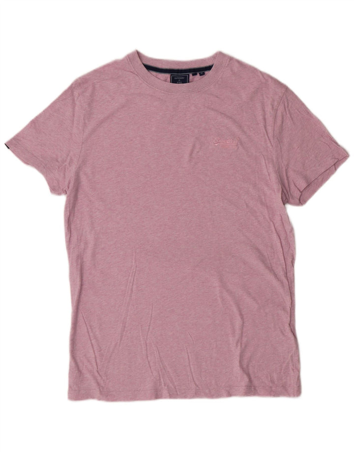 SUPERDRY Мужская футболка из хлопка среднего размера розового цвета