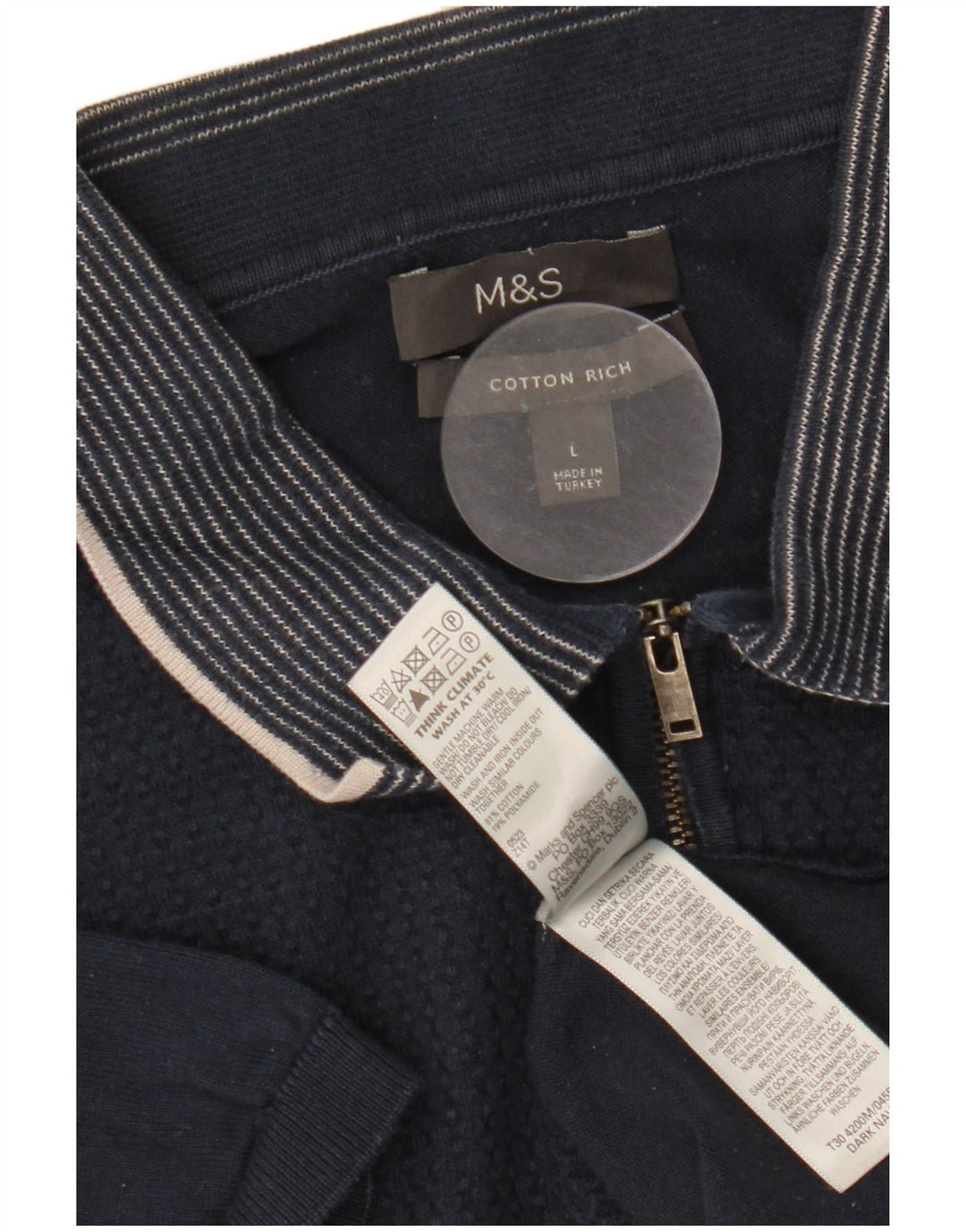 Мужская рубашка-поло Marks & Spencer, темно-синяя, хлопковая