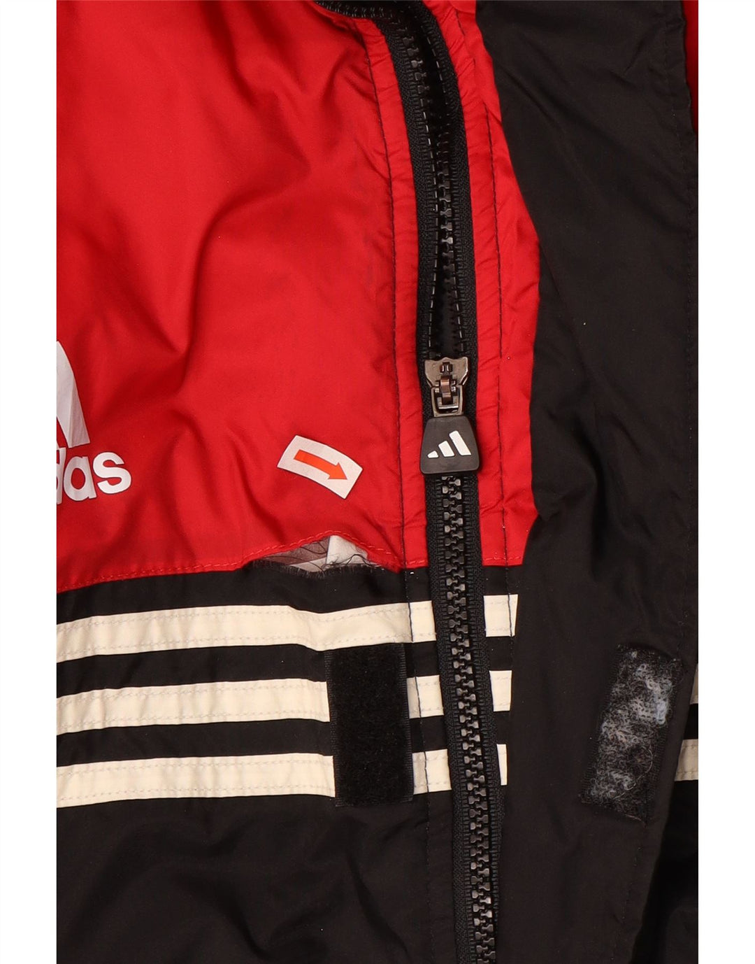 Мужское стеганое пальто свободного кроя ADIDAS UK 40/42, средний черный, с цветными блоками