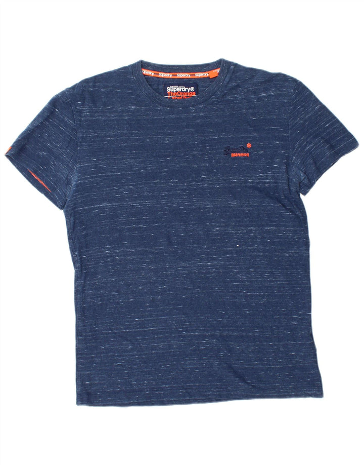 SUPERDRY Мужская футболка из хлопка среднего размера синего цвета с крапинками
