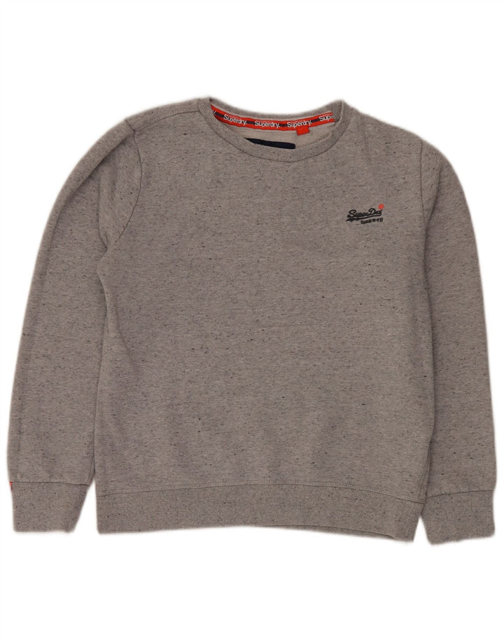 Женский свитер SUPERDRY UK 16, большой серый хлопок в крапинку