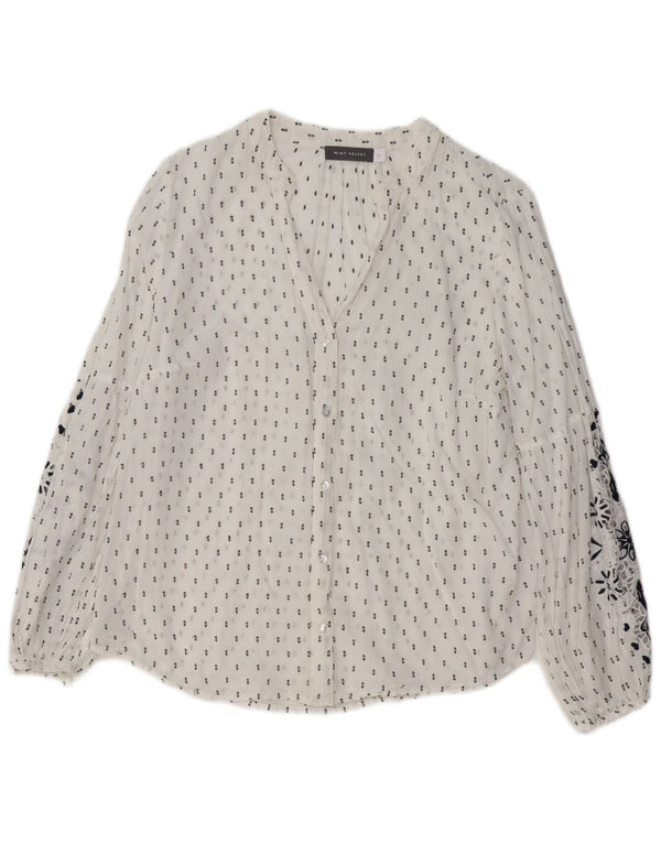 Женская блузка-рубашка с рисунком MINT VELVET UK 14, большой белый цветочный хлопок