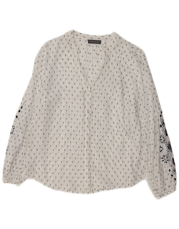 Женская блузка-рубашка с рисунком MINT VELVET UK 14, большой белый цветочный хлопок