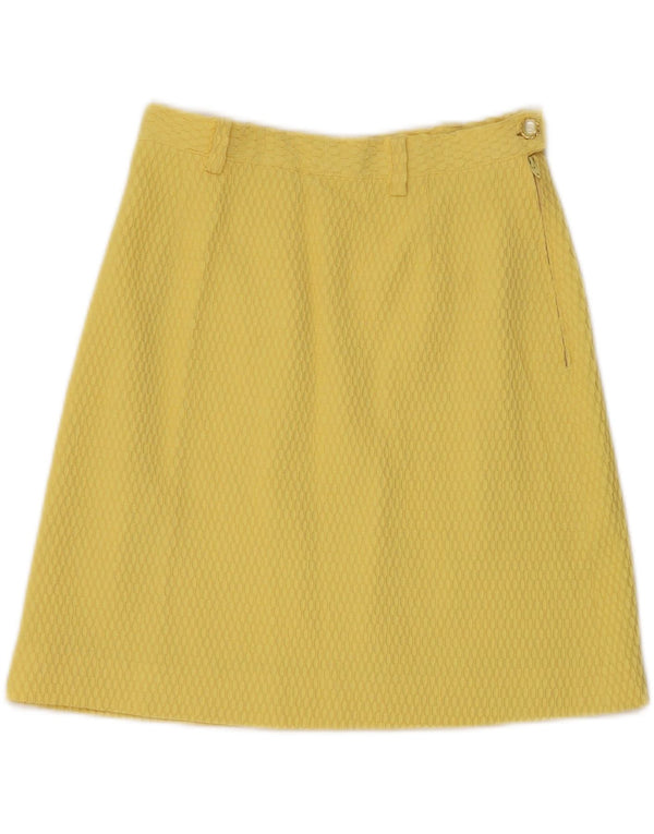 VINTAGE Womens A-Line Skirt W24 XS Yellow Geometric