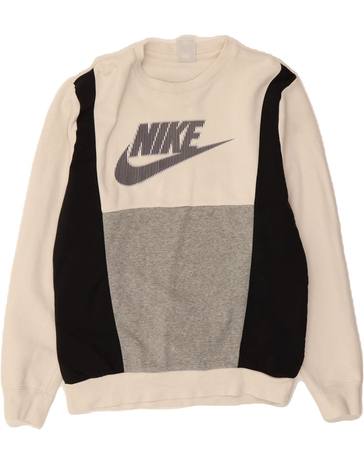 Мужской свитшот с графическим рисунком NIKE, маленький белый хлопковый джемпер с цветными блоками