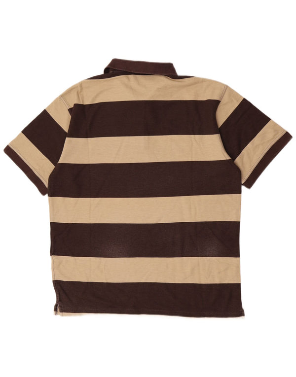 Fila Mens Polo Shirt IT 54 Large Brown Striped Cotton