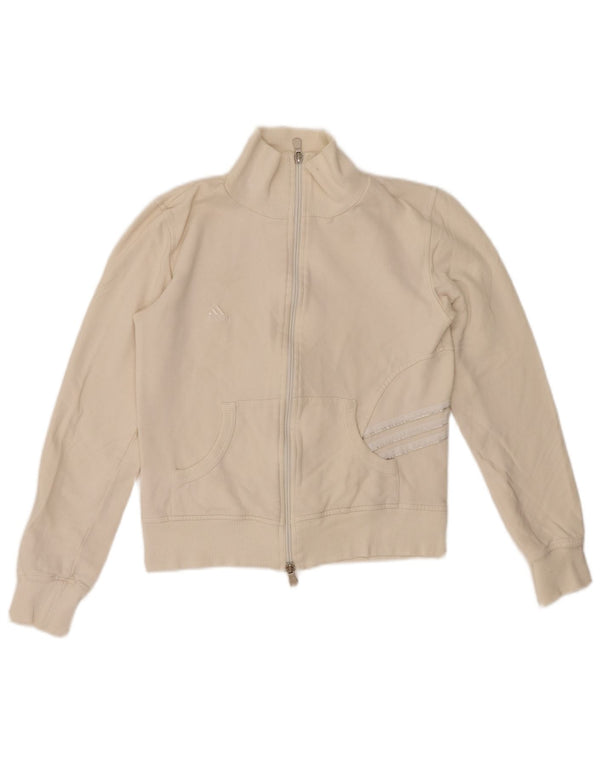 Женский укороченный спортивный костюм ADIDAS, верхняя куртка UK 10, маленький белый хлопок