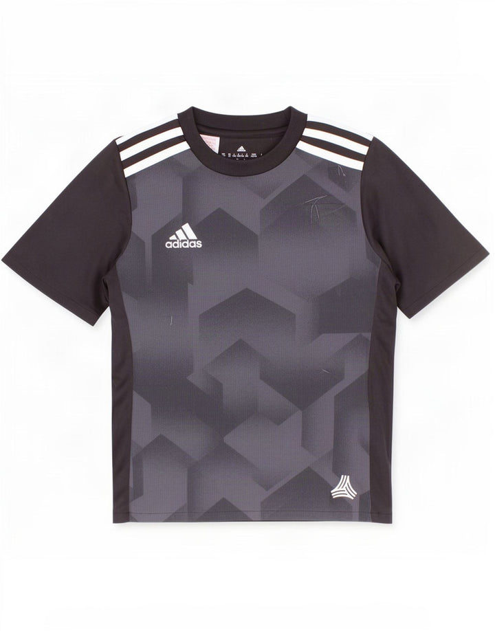 Футболка Adidas Climalite для мальчиков, топ 7-8 лет, черный полиэстер с геометрическим рисунком