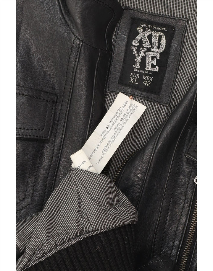 Мужская кожаная куртка-бомбер XDYE UK 42 XL, черная кожа