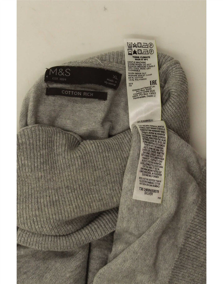 Мужской джемпер с высоким воротником Marks & Spencer XL, серый хлопок