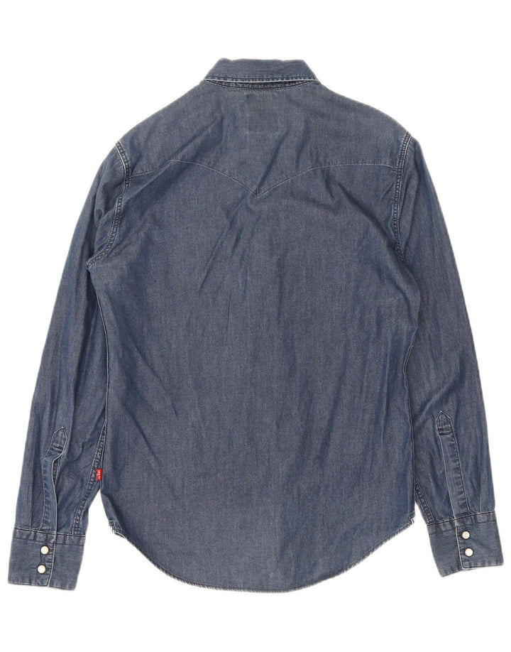 Мужская джинсовая рубашка узкого кроя Levi's, маленькая, темно-синяя, хлопковая