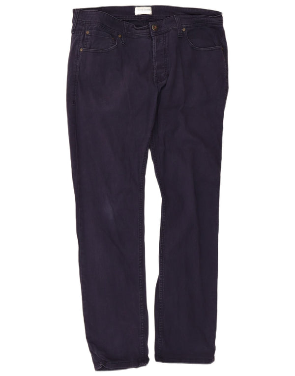 Мужские прямые повседневные брюки Jack & Jones W36 L32 темно-синие, хлопковые