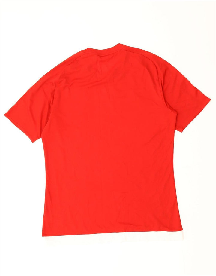 ADIDAS Mens Climalite T-Shirt Top Medium Red Colourblock Polyester Vintage Adidas and Second-Hand Adidas from Messina Hembry 