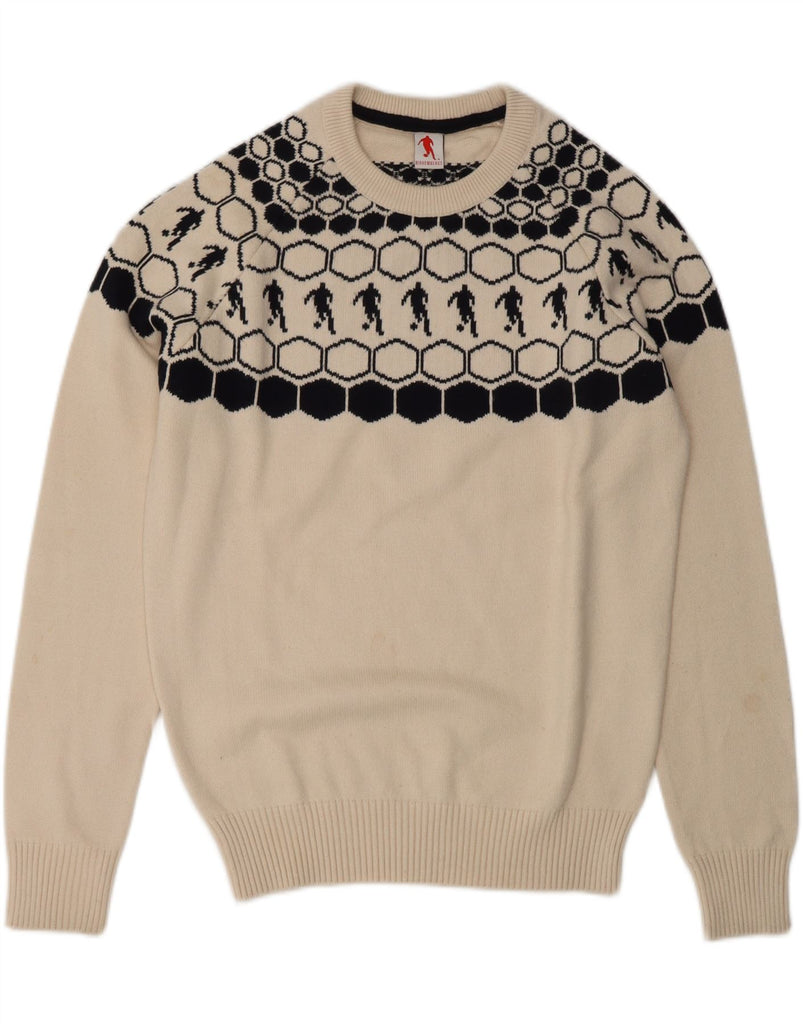 BIKKEMBERGS Mens Crew Neck Jumper Sweater Medium Beige Camouflage Acrylic Vintage Bikkembergs and Second-Hand Bikkembergs from Messina Hembry 