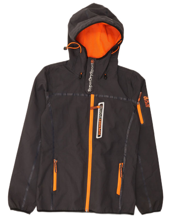 Мужская дождевик с капюшоном Superdry UK 34 XS Серый полиэстер