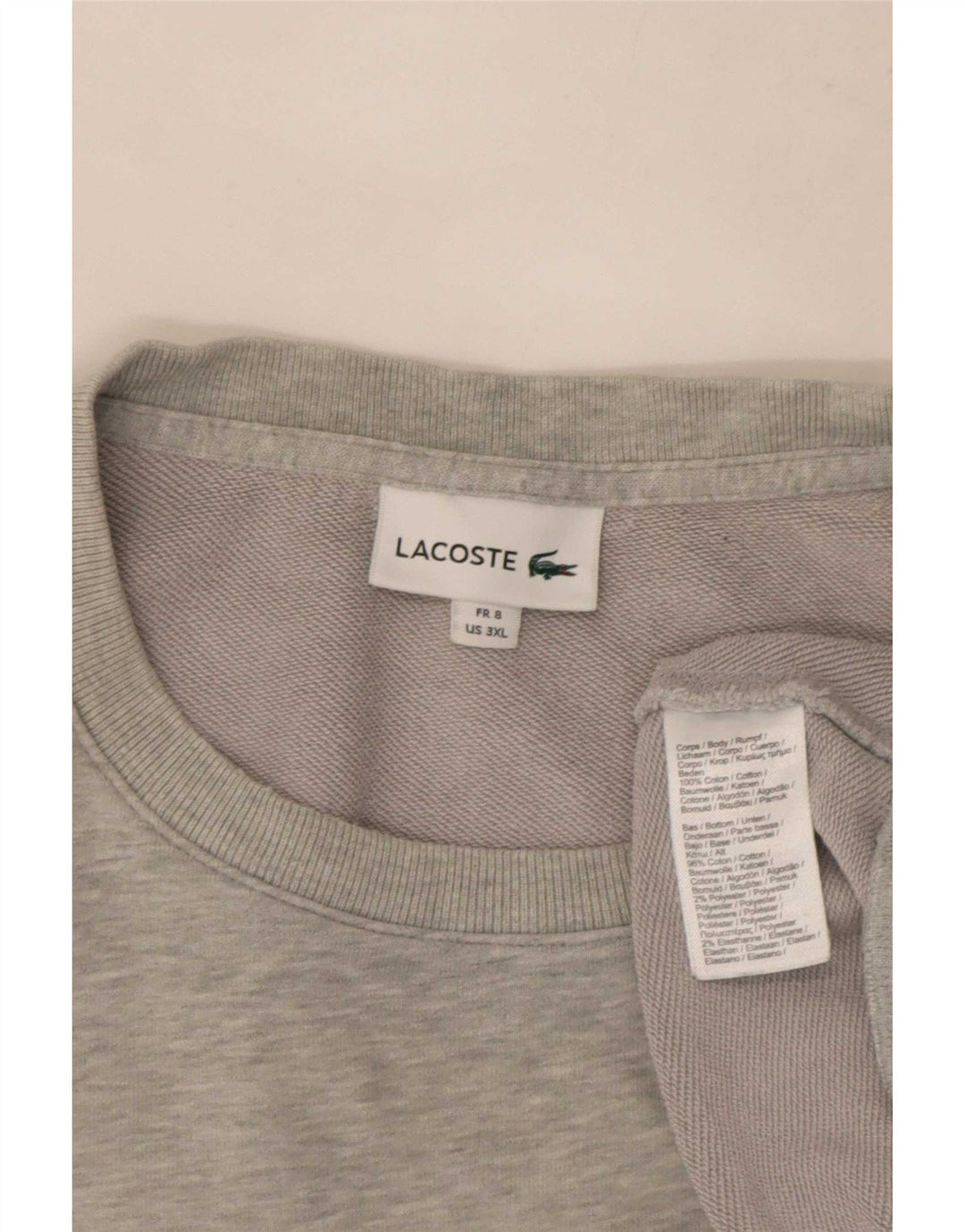 Мужской свитер Lacoste, размер 8, 3XL, серый хлопок с крапинками
