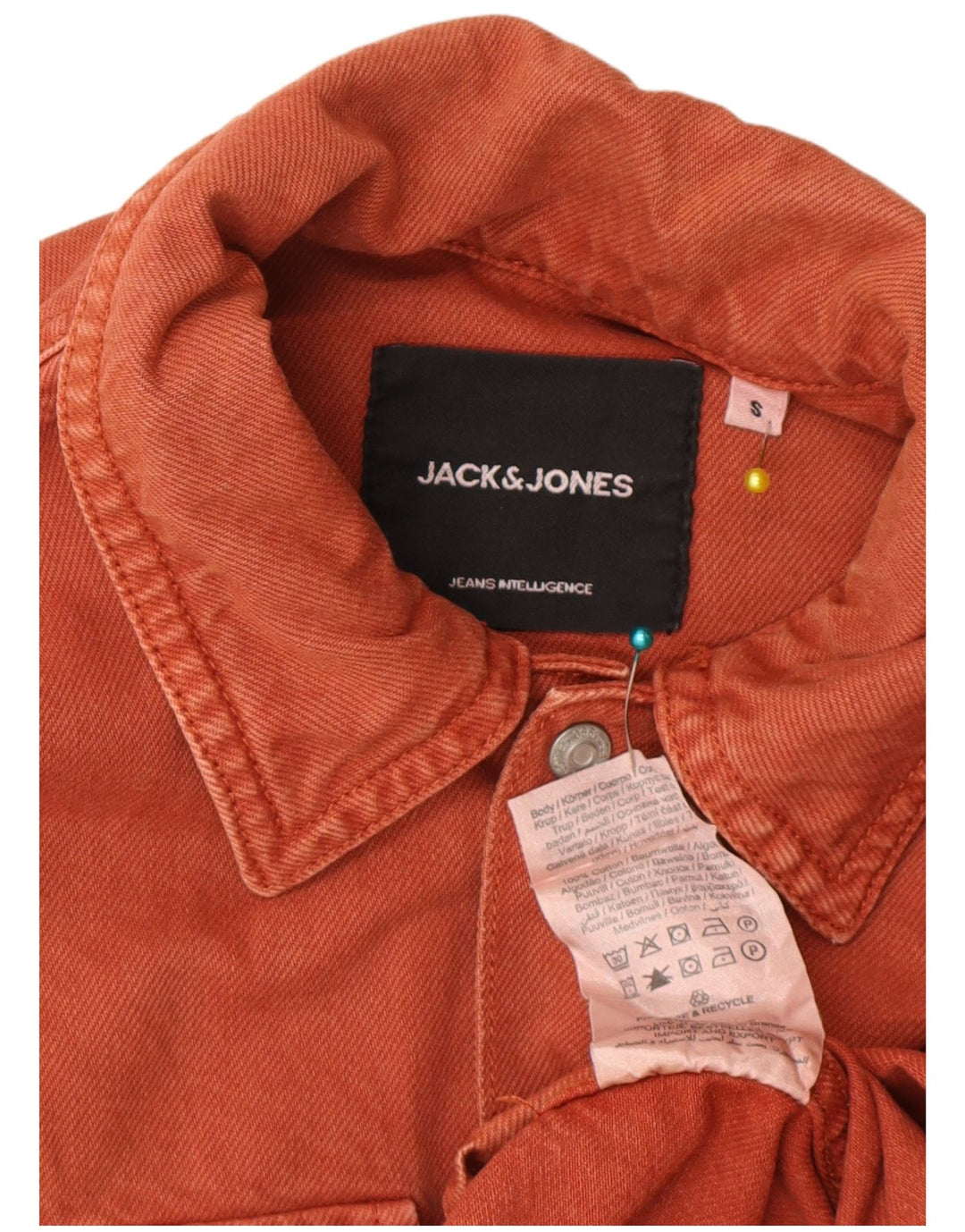 Мужская джинсовая рубашка Jack & Jones, маленькая коричневая, хлопок