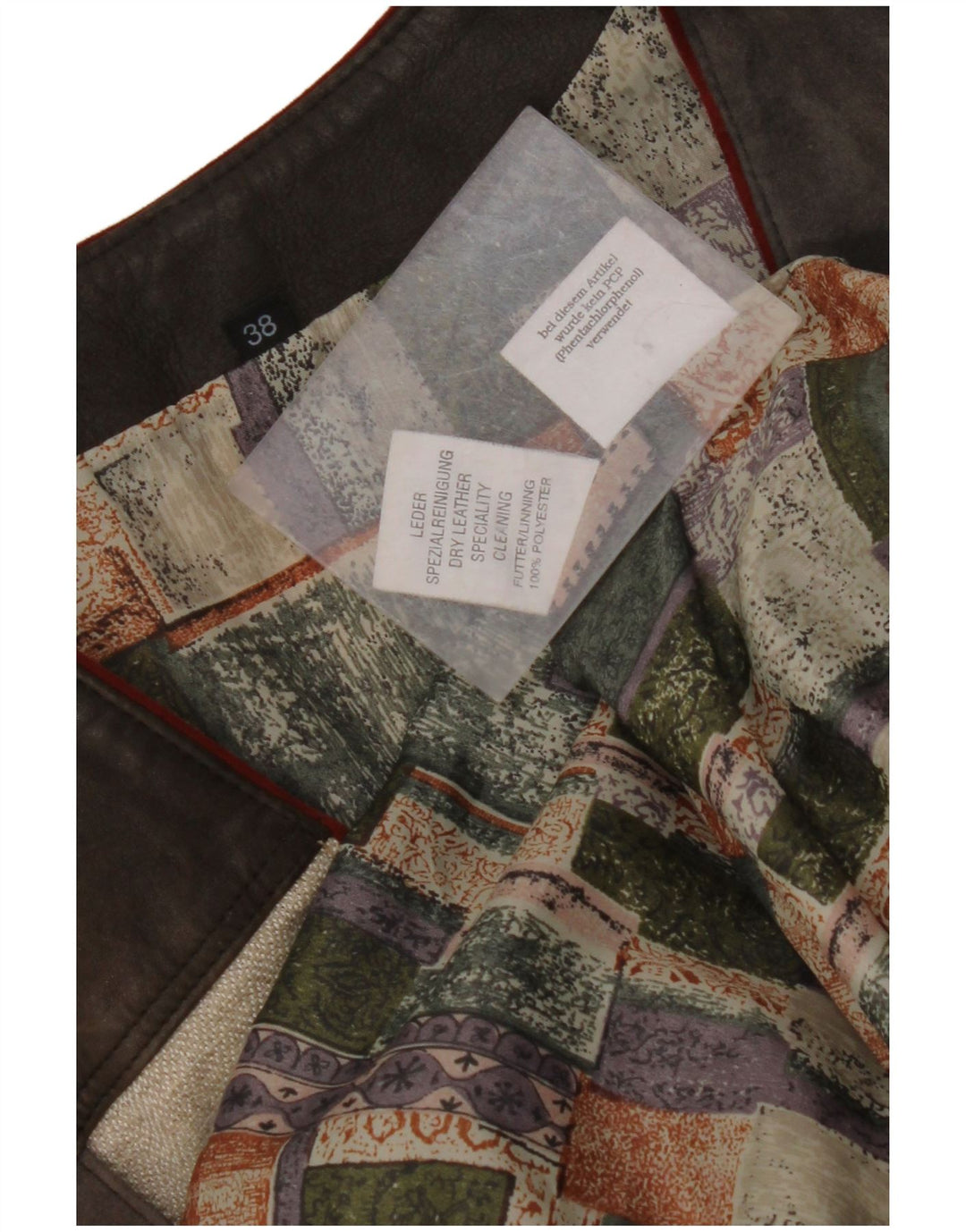 ВИНТАЖНЫЙ женский замшевый жилет с графическим рисунком EU 38, средний, разноцветный, с цветными блоками