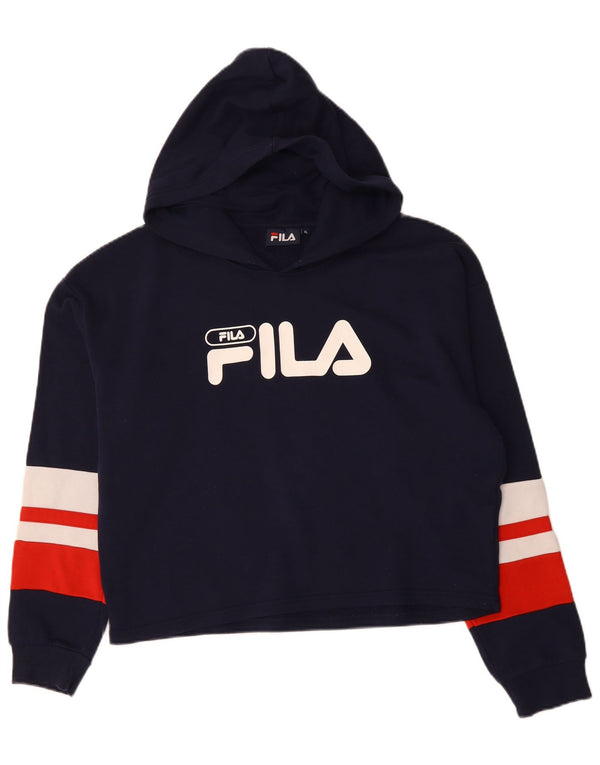 FILA Женский джемпер с капюшоном оверсайз с графическим рисунком UK 18 XL Темно-синий с цветными блоками