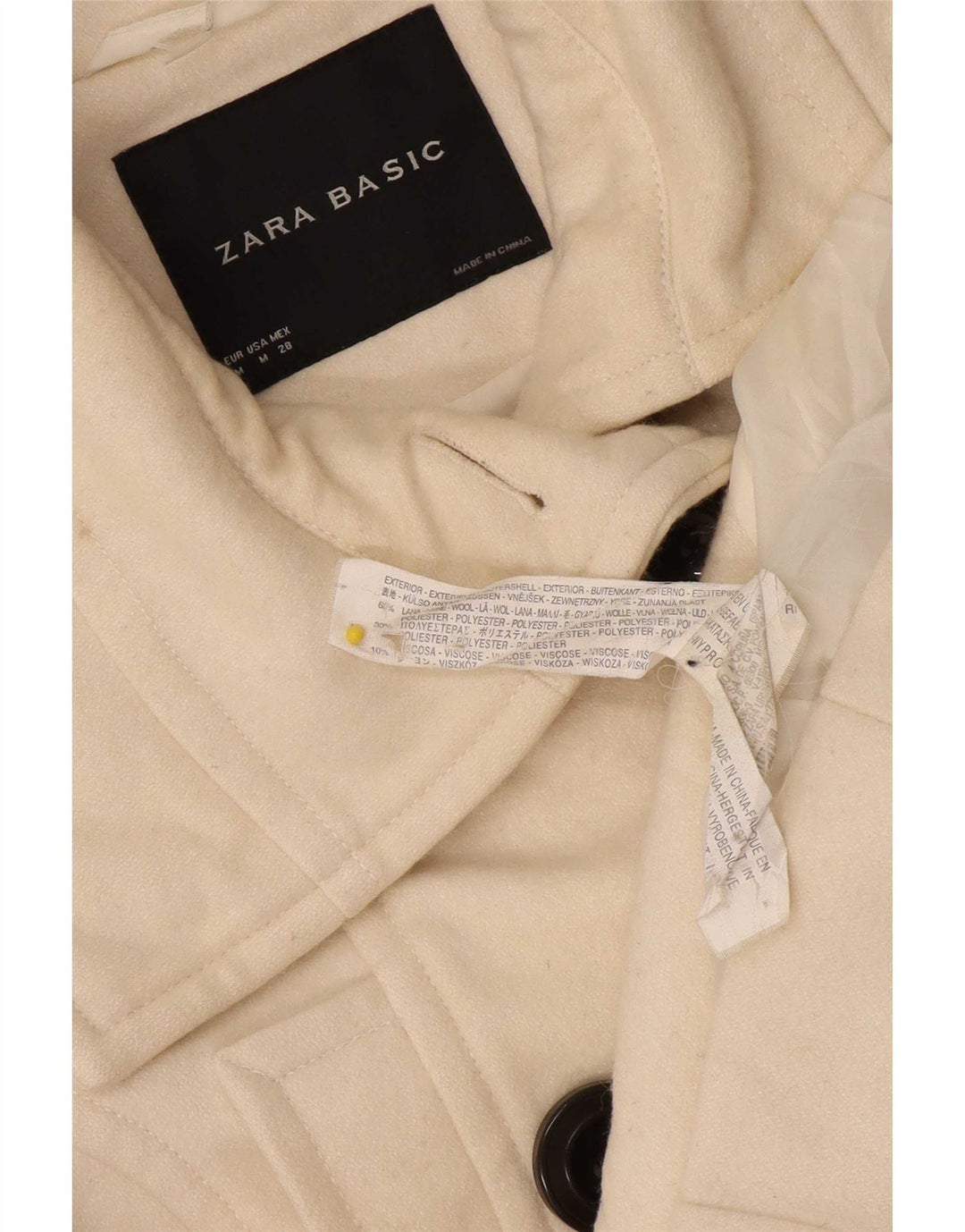 Женское полупальто Zara UK 12, средний цвет, белая шерсть