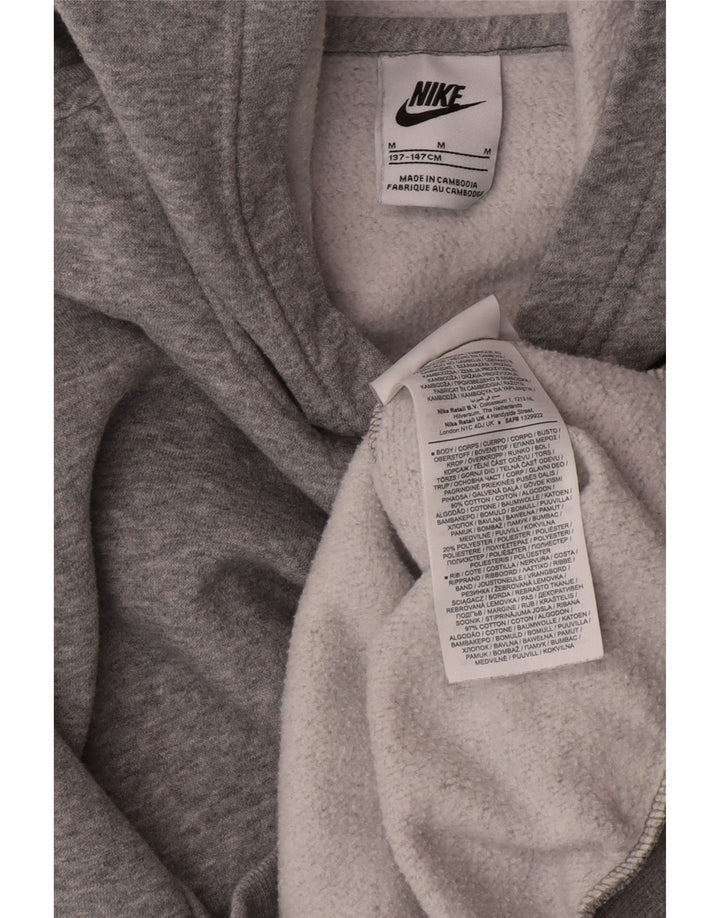 NIKE Boys Hoodie Jumper 10-11 Years Medium Grey Cotton Vintage Nike and Second-Hand Nike from Messina Hembry 