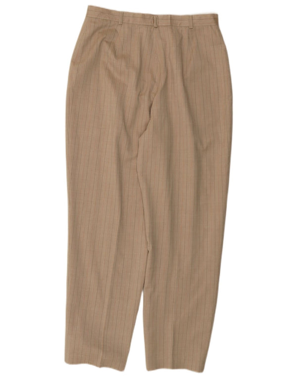 AUSTIN REED Womens Suit Trousers UK 14 Medium W30 L29 Beige Pinstripe