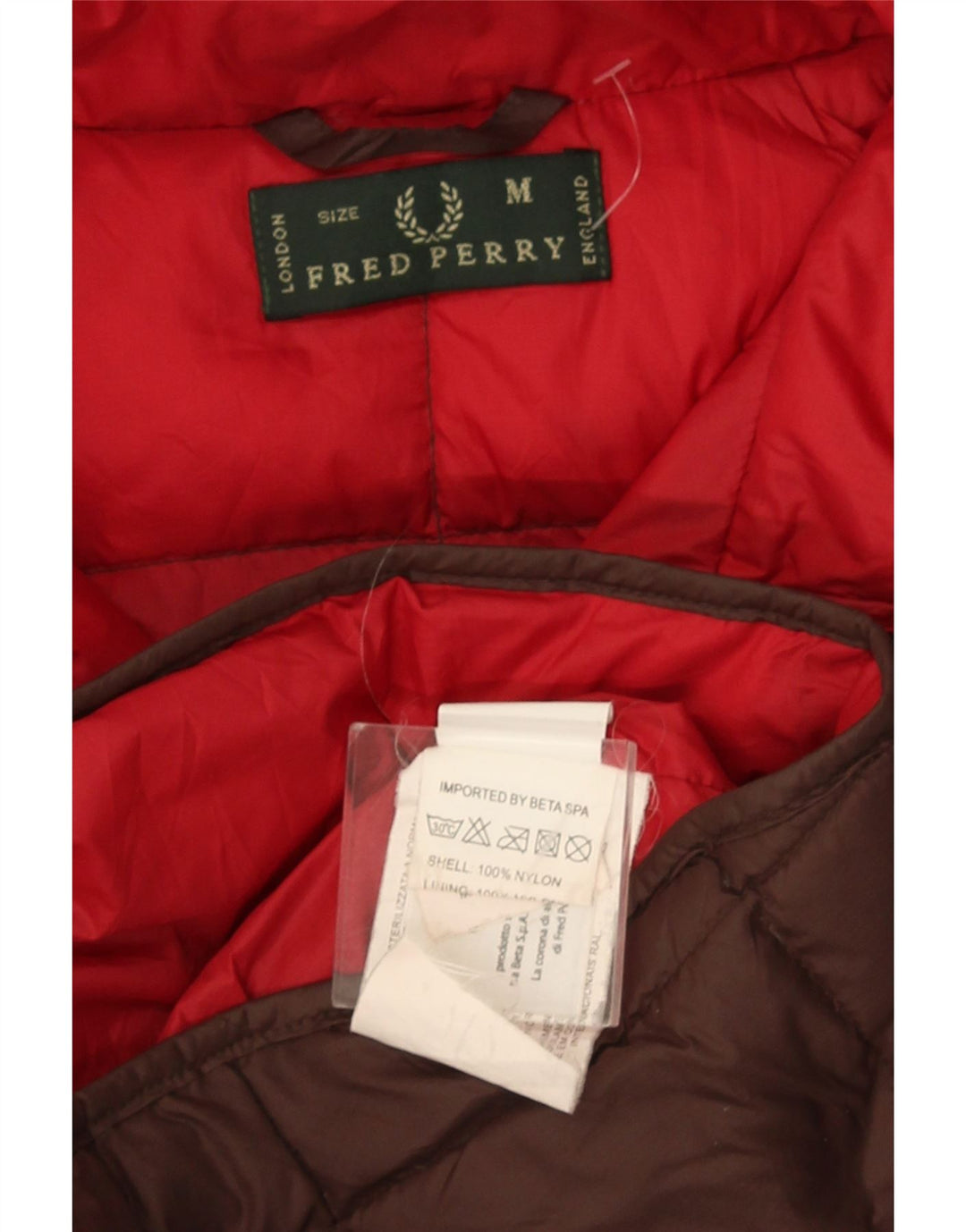 Мужская утепленная куртка Fred Perry с капюшоном UK 38, средний коричневый нейлон