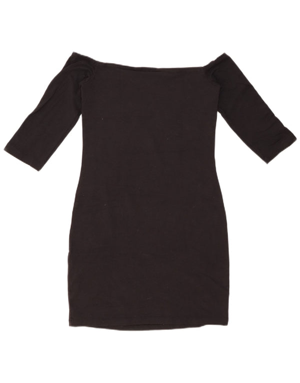 Женское платье с открытыми плечами с рукавами 3/4 ADIDAS, размер UK 8, маленькое, черный хлопок