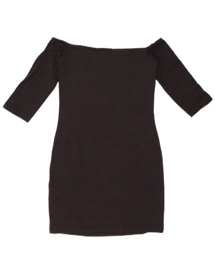 Женское платье с открытыми плечами с рукавами 3/4 ADIDAS, размер UK 8, маленькое, черный хлопок