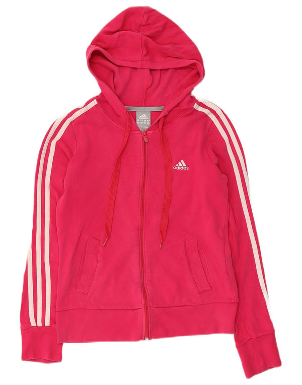 Женский свитер с капюшоном на молнии Adidas UK 8, маленький розовый хлопок
