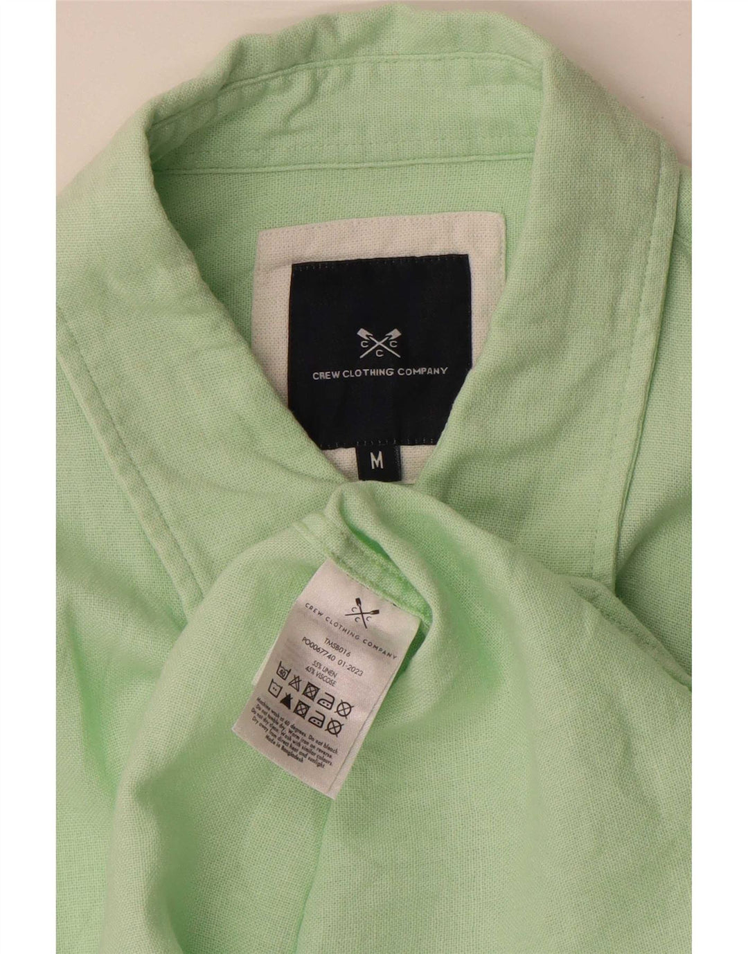 Crew Clothing Мужская рубашка из льна среднего зеленого цвета