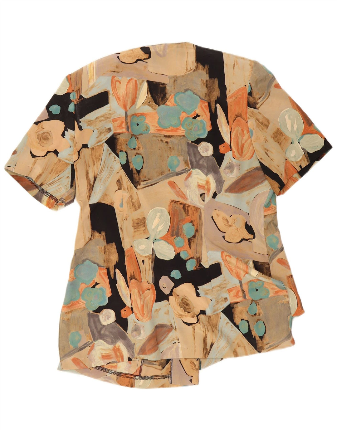 Винтажная женская блузка-рубашка с коротким рукавом, Великобритания, 18 XL, разноцветная в стиле пэчворк